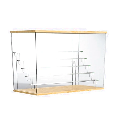 XLIHAWY Display Box Case, 2/3/4/5/6 Tier Clear Acrylic Showcase with Door, Countertop Storage Organizer with LED Light for Collectible Action Figure(60x32x40cm)
