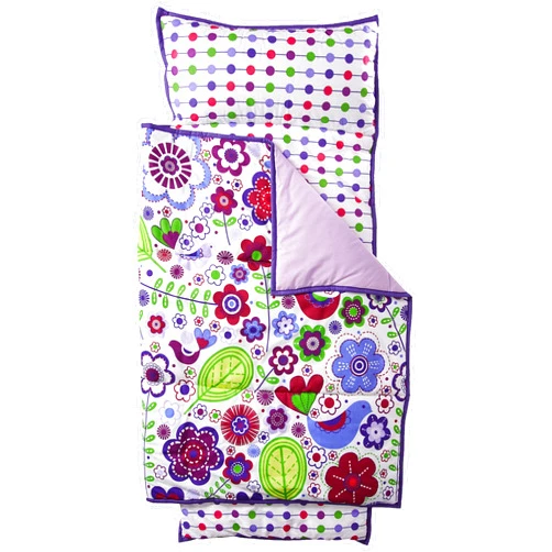 Bacati - Botanical Sanctuary Multicolor Purple Soft Nap Mat 100% Cotton Percale Breathable Perfect for The Daycare Naptime, Sleepover at Grand Parents
