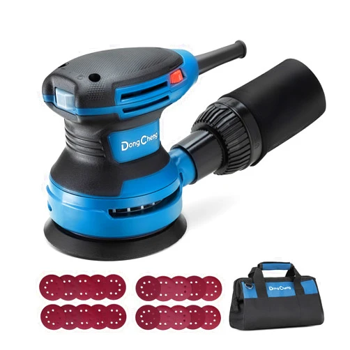 Dong Cheng 5-Inch Random Orbital Sander 380W 12800OPM Electric Palm Sander, 6 Variable Speeds, with 20pcs Sandpaper & Detachable Dust Bag, Power Sander for Woodworking, Sanding & Polishing