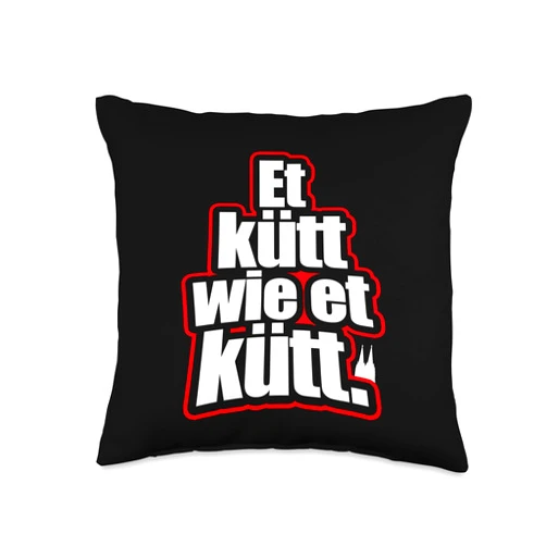 Beautiful Cologne Sayings For Köln Lovers Cologne Wie Et Kütt Germany Cathedral Kölsch Köln Throw Pillow, 16x16, Multicolor