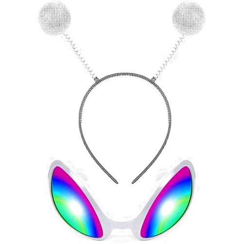 UEMIS Alien Headband and Glasses,Alien Martian Antenna Headband Set Costume Party Favors Accessory for Adults and Kids