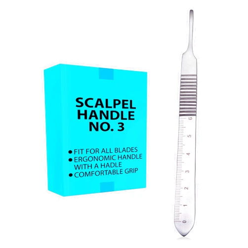 Medikrebs Bard Parker Scalpel Handle, Autoclaveable 12.5 cm German Stainless Steel Surgical Scalpel Handles with Ruler for 10-17 Dermaplaning Scalpel Blades (Handle No. 3, Pack of 1)