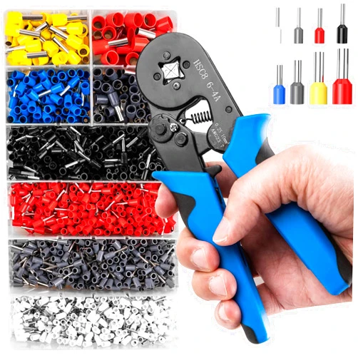 LUNEY Ferrule Crimping Tool Kit with 1800PCS Wire End Ferrules and Crimper Plier, Wire Ferrule Kit, Self-adjustable Ratchet Tool Set for AWG 23-7 Electrical Wire Connectors, 0.25-10mm² (1800PCS PLUS)