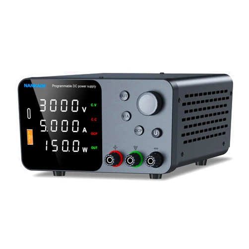 NANKADF DC Power Supply, 30V 5A Bench Power Supply with Encoder Adjustment, 5V/3.6A USB&Type-C Quick-Charge, Variable Power Supply with Output Enable/Disable Button, Short Circuit Alarm (0-30V 0-5A)