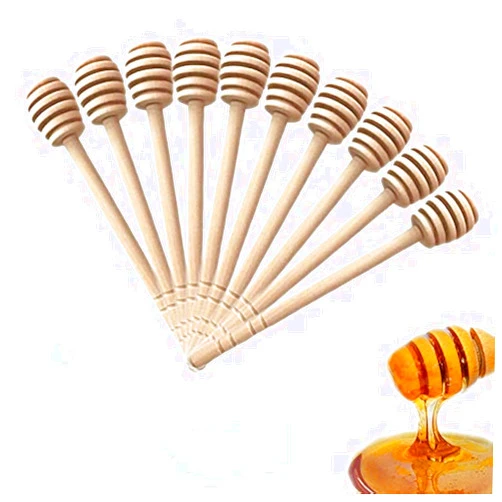 YYGMSS 50 Pcs Wooden Honey Dipper Stick Collecting Dispensing Drizzling Jam Portable Wedding Party (6 inch)