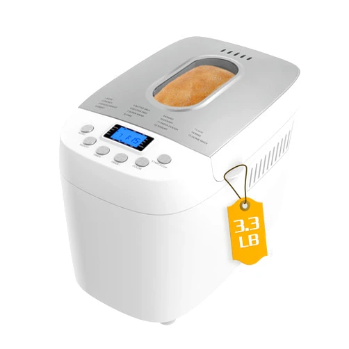 Davivy Bread Maker Machine 3.3LB Dough Maker,15-in-1 Automatic Bread Machine Maker with Nonstick Bowl, Jam& Yogurt, 3 Loaf Sizes and 3 crust settings,15-H Delay Timer（850W,Silver,3.3LB）
