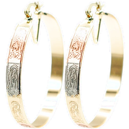 Pure Ziva Mixed Metal Tri Tone Rose Gold, Silver & Yellow Gold Hoop Earrings, 18k Gold Filled Plating