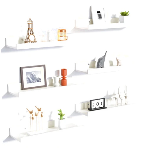 upsimples Floating Shelves for Wall, Wall Shelves for Decor Storage Set of 6, Wall Mounted Wood Shelf for Bedroom, Living Room, Bathroom, Kitchen, Picture Ledge Shelf, White