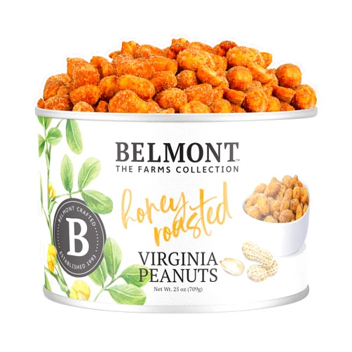 Belmont Peanuts Gourmet Honey Roasted Virginia Peanuts, 25 oz (1 Pack) – Only 8 Simple Ingredients, No Preservatives, 6g Protein – A Premium, Sweet, Salty, Crunchy, Hand Seasoned Snack
