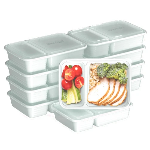 Bentgo 20-Piece Lightweight, Durable, Reusable BPA-Free 2-Compartment Containers - Microwave, Freezer, Dishwasher Safe - Mint