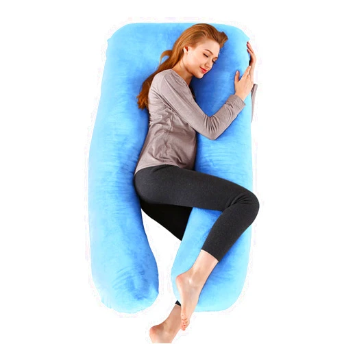 HomyKing Pregnancy Pillow, U Shaped Full Body Pillows for Side Sleeping, U Shaped Maternity Pillow for Belly Back Support (Blue)