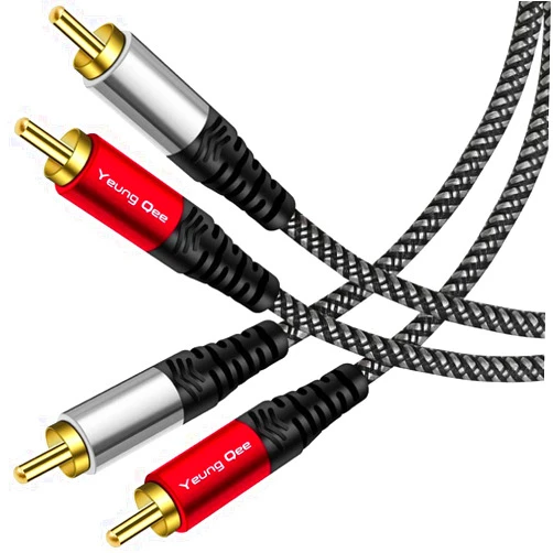 Yeung Qee RCA Cable 1.5 ft, 2RCA Male to 2RCA Male Audio Stereo Subwoofer Cable Nylon-Braided Auxiliary Audio Cord for Home Theater, HDTV, Amplifiers, Hi-Fi Systems,Speakers (1.5FT/0.5M)