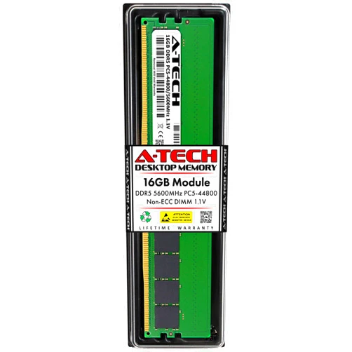 A-Tech 16GB DDR5 5600MHz PC5-44800 CL46 UDIMM 1.1V Non-ECC Unbuffered DIMM 288-Pin Desktop RAM Memory Upgrade Module