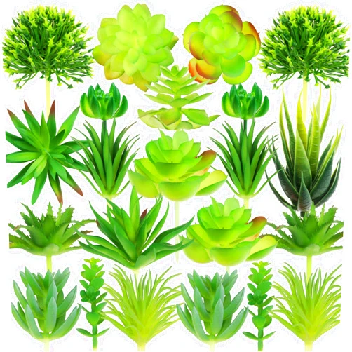 QUOZUO 22pcs Artificial Succulents Realistic Mini Succulent Plants, Green Succulents Small Plants for DIY Crafting Garden Home Arrangement Office Decorations (Unpotted)