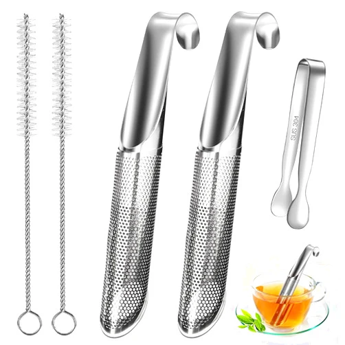 APOIMNA Tea Infuser for Loose Leaf Tea, 304 Stainless Steel Tea Diffusers with Tea Clip Tea Strainers Travel Fine Mesh Tea Spoon Infusers for Loose Tea, Rose, Herbs(Set of 2)