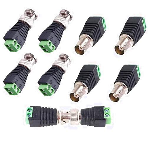 Priaolker BNC Male and Female Plug Screw Terminal Connector, BNC to Cat5e Adapter Male Connectors and Solderless Female Video Balun Connector, for CCTV Surveillance Camera Terminal Plug - (10 Pcs)