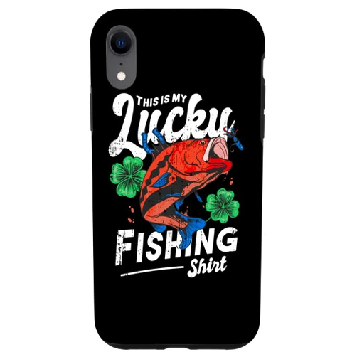 Fishing Lucky T-shirt Visit Brand Store Funny iPhone XR Funny Lucky Fishing Angler 4 Leaf Clover Apparel Case