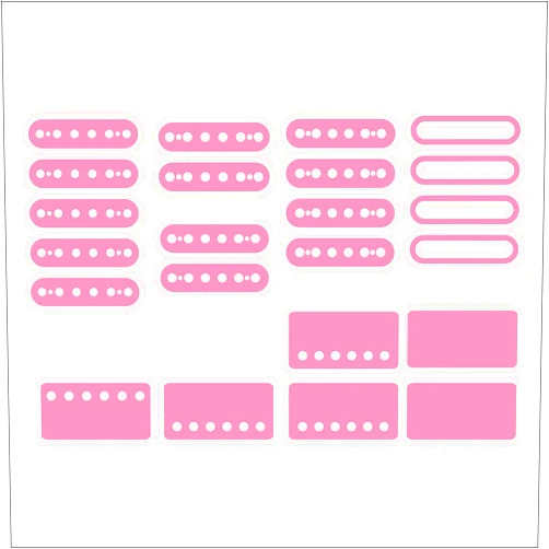 DesignDivil Guitar Pickup Inlay Decal Stickers. 7 Different Pick up Sizes. 15 Colour Options. (Pink)