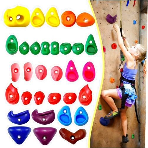SREHRLY 32 PCS Rock Climbing Wall for Kids,Rock Wall Climbing Holds,Adults Climbing Wall Grip Kits Holds Up to 230 lbs for Outdoor Indoor Home Playground Climbing Wall Holds