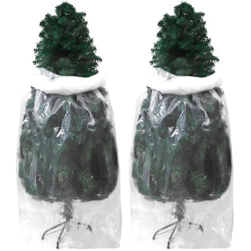 Aneco 2 Pack Christmas Tree Storage Bag Christmas Tree Removal Bag Christmas Poly Large Storage Bag Clear Christmas Tree Disposal Bag 9 x 6 Feet