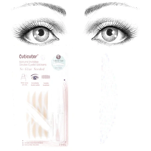 Cuticuter 120Pieces Double Eyelid Tape, Invisible Lace Eyelid Lifter Strips, Natural Fiber Waterproof Eye Lid Contour Stickers for Droopy Lids, Hooded Eyes