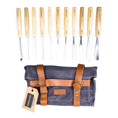 WINCKELSTEEL Wood Carving Tools Set of 12 Wood Chisels - Glides Through Wood Like Butter - Quality Carving Tools Chisel Set for All Skill Levels, Woodworking Tools for Hobbyists Or Professionals
