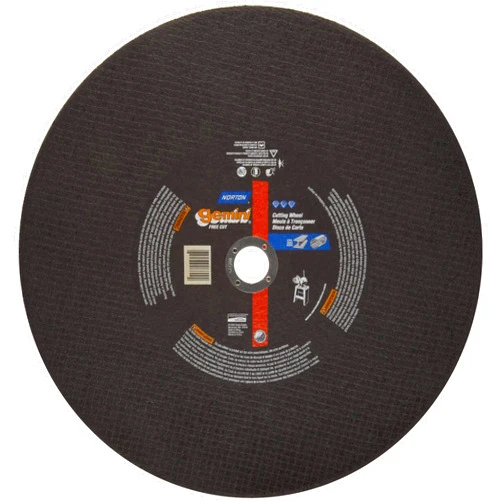 Norton Gemini Free Cut Large Diameter Reinforced Abrasive Cut-off Wheel, Type 01 Flat, Aluminum Oxide, 1