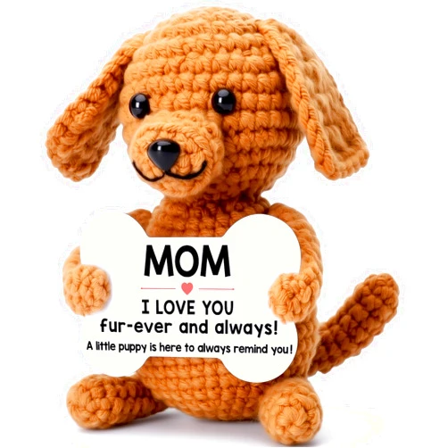 Wilbrea Funny Dog Mothers Day Mom Gifts from Daughter Son, New Bonus Step Mom Mama Mother in Law Gifts Ideas, Happy Birthday Presents Mini Cute Cool Stuff Things I Love You Mommy, Small Fun Crochet Dog Puppy