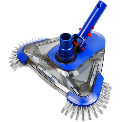 Poolvio Triangular Pool Vacuum Head with Side Brush, Swivel Hose Connection, EZ Clip Handle - Connect 1-1/4