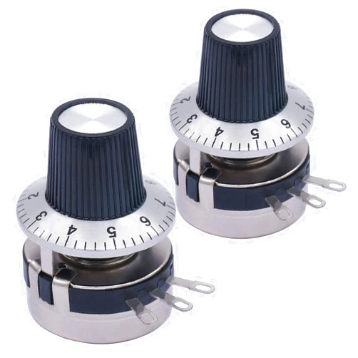 TWTADE / 2pcs Single Turn Rotary Carbon Linear Variable Potentiometer + 2pcs Knob WTH118-2W 47K Ohm