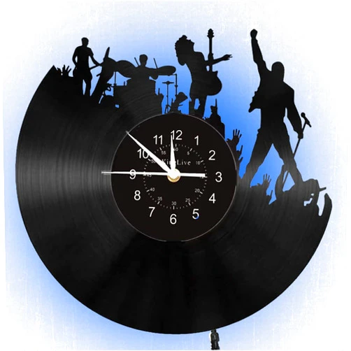 BOVIZIPY Rock Band Music Themed Wall Clock,12 Inch Vinyl Record Clocks Home Decor Night Lamp 7-Color Luminous LED Wall Clock.Decor Gifts for Party, Gifts to Music Lover,Black Glue Art Decor Gift.