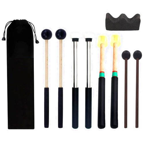 Jiayouy 4Pair Steel Tongue Drum Mallets with Bracket and Storage Bag,3 Pair Rubber Head Percussion Sticks,1 Pair Felt Head Drum Stick,Drum Hammer for Ethereal Drum Xylophone Woodblock Glockenspiel