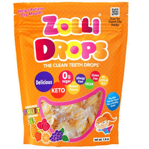 Zollipops | Clean Teeth Zolli Drops - Anti Cavity, Sugar Free Candy with Xylitol for a Healthy Smile - Great for Kids, Diabetics and Keto Diet (1.6 oz. Natural Fruit Flavor)