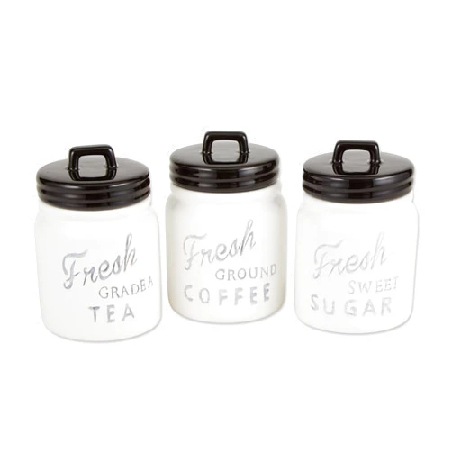 DII Kitchen Accessories Collection Ceramics, Jar Canister Set, Black, 3