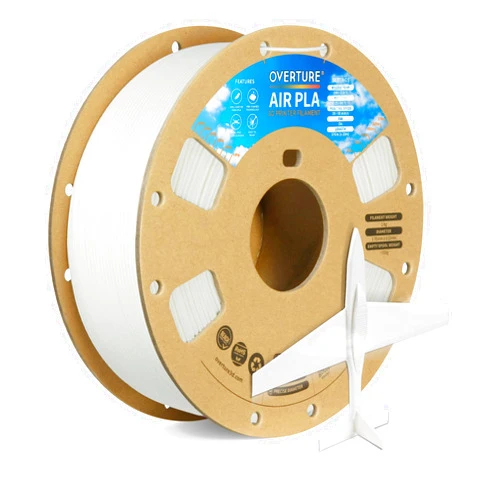 OVERTURE Air PLA Filament, Pre-Foamed PLA Low-Density, Lightweight PLA, Cardboard Spool, 0.82kg(1.8lbs), Dimensional Accuracy +/- 0.02mm (Air White)