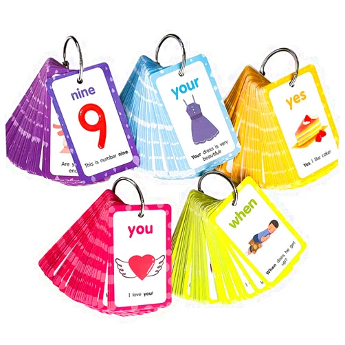 Lachilly 220 Sight Words Flashcards with Pictures and Sentences, 5 Levels High Frequency Words, Kindergarten to 1st Grade, Autism Learning Materials, Vocabulary Building, Small Size 2.05 X 3.39 Inch