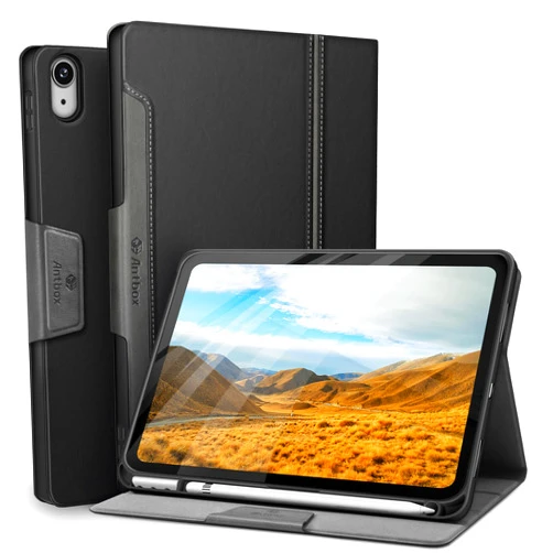 Antbox Case for iPad 10th Generation 10.9'' 2022 with Built-in Pencil Holder Auto Sleep/Wake Function PU Leather Smart Cover for iPad 10th Generation(10.9'') (Black)