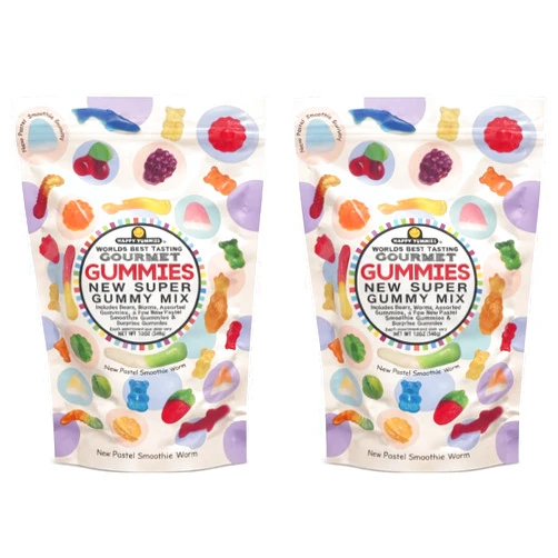 Generic Happy Yummies World's Best Tasting Gummy. New Super Gummy Mix. 12 oz each (pack of 2) Great for Gift basket, Mother's Day or any occasion. (Images of packaging may vary)