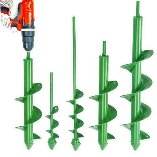 DEEGETEL Auger Drill Bit for Planting 4 Pack, Garden Ground Earth Spiral Drill Bit for 3/8