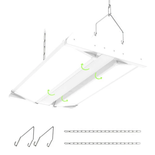Glitgate Linear High Bay Light 150W/130W/100W Switchable, 20250lm High Bay Shop Hanging Light 4000K/5000K Selectable, 0-10V Dimmable 135LM/W Garage Commercial Warehouse Lighting cETL/DLC Listed