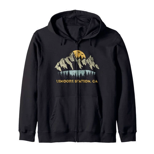 Lemoore Station CA Lake Mountain Souvenir Lemoore Station California Mountain Sunset Sunrise CA Zip Hoodie