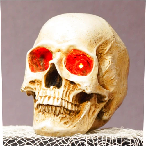 Braxio Skeleton Skull Decor Halloween Lights Resin Skull Statues with Red Led Lights 3.5 * 5 * 4.5 Inch,3Pcs Halloween Decoration Indoor Candle Holder 3 x 3.5 x 3.5 InchBraxio (Led Light)