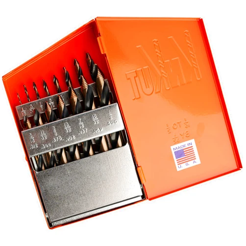 KnKut 15 Piece Mechanics Length Step Point Drill Bit Set 1/16