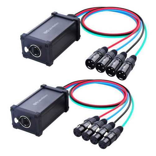 Cable Matters XLR Audio Over Ethernet Snake with 2 Boxes - 4X XLRMale Pigtail Box and 4X XLRFemale Pigtail Box, XLR Snake 4 Channel, Compatible with EtherCON Connector, Black