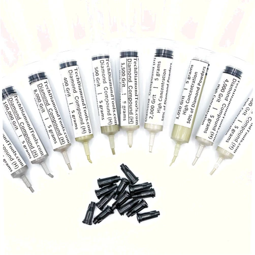 TechDiamondTools Kit of 10 Diamond Polishing Compound Polishing Paste USA Made from 200,000 to 400 Grit for Marble Glass Metal Rock Jewelry Resin Silver Gemstone with High Concentration Diamond Powder
