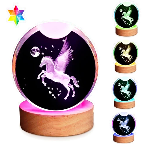 YAZJIWAN 3D Crystal Ball Lamp,Large 3D Pegasus Crystal Ball Lamp, Pegasus Night Light 7 Color Change Bedroom Decor Lamp,Christmas Gifts Birthday Gift for Boys, Girls