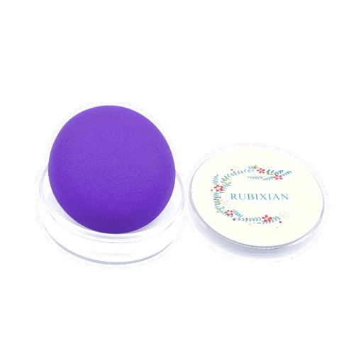 RUBIXIAN Makeup Sponge, 1 Pc Ultra-Soft Air Cushion Powder Puff, PU Beauty Blender and Applicator, Pocket Puff for Blending, Makeup Puff for Foundation, Cream and Concealer (Circular, Dark Purple)