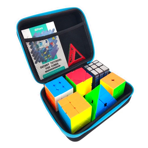 Lelongma Speed Cube Set with Storage Case Bag, 6 Pack Magic Cube Set of 3x3x3 2x2x2 Pyramid Skew Mirror Cube and Fenghuolun Cube Smooth Stickerless Puzzle Cube Game Toy Gift for Kids Teens Adults