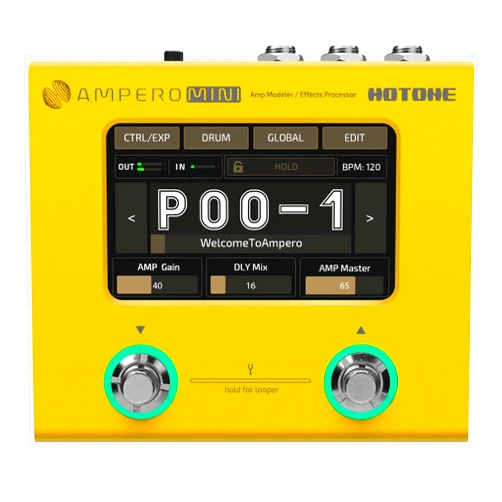 Hotone Ampero Mini MP-50 Guitar Bass Amp Modeling IR Cabinets Simulation Multi Language Multi-Effects with Expression Pedal Stereo OTG USB Audio Interface (MARIGOLD)