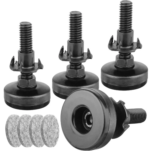Anwenk Furniture Levelers Heavy Duty Furniture Leveling Feet Adjustable Leg Levelers for Cabinets Sofa Tables Chairs Raiser, Support 1320LBs, T- Nut Kit 3/8”-16 Thread, Large Base - 4 Pack,Black